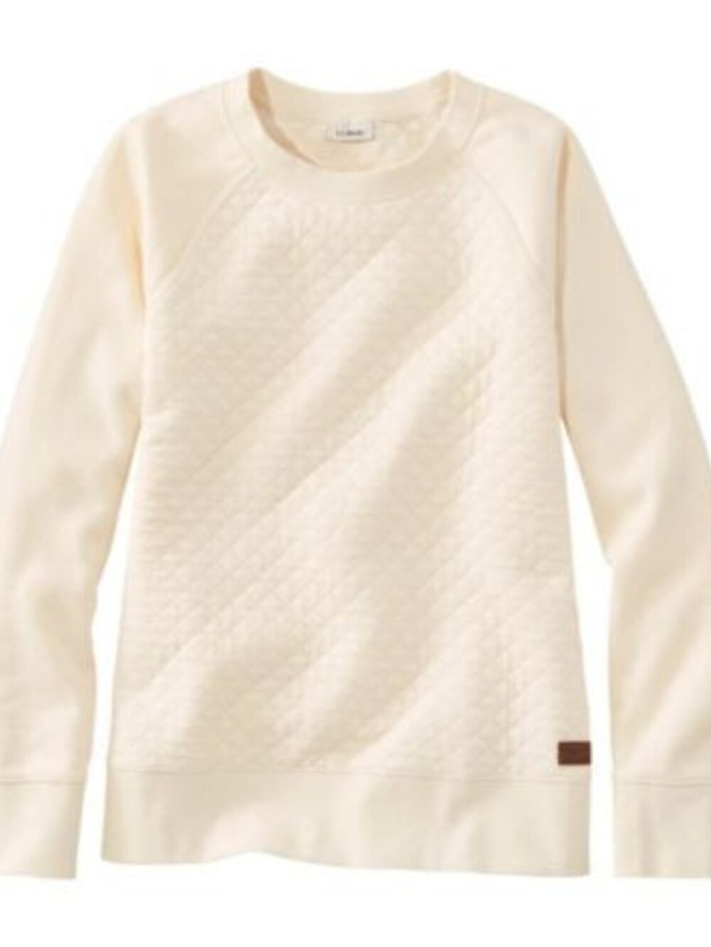 L.L.Bean Quilted Sweatshirt Crewneck - Cream, Large